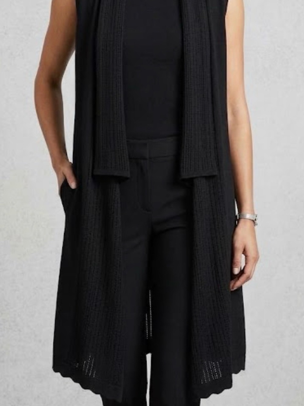 New York & Company Black Knit Longline Vest